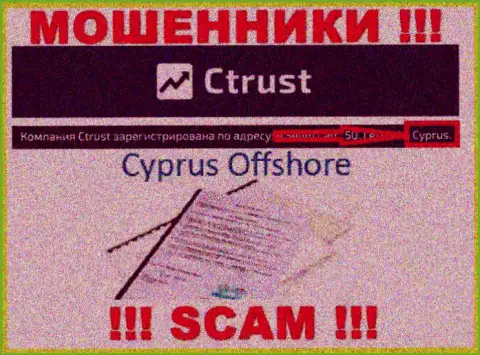 Будьте бдительны internet-мошенники CTrust Limited зарегистрированы в оффшорной зоне на территории - Cyprus