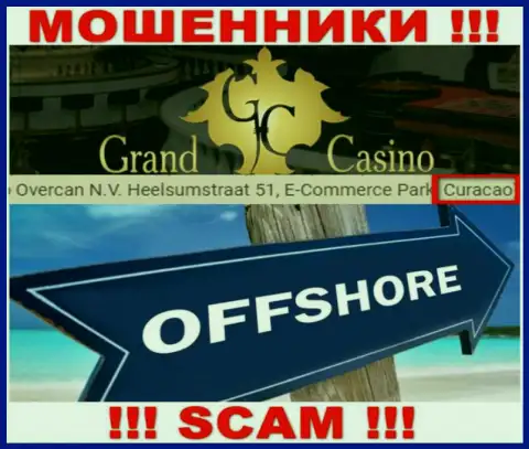 С компанией Grand Casino сотрудничать НЕ РЕКОМЕНДУЕМ - скрываются в офшорной зоне на территории - Кюрасао