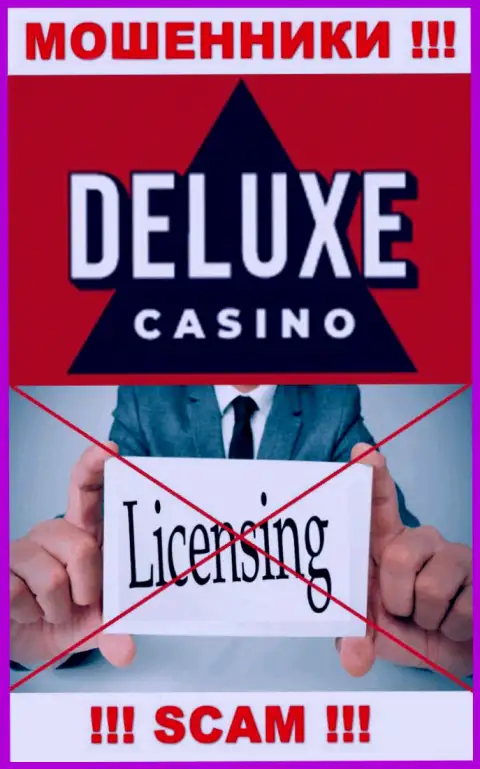 Отсутствие лицензии на осуществление деятельности у организации Deluxe-Casino Com, только подтверждает, что это интернет мошенники