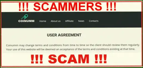 Coinumm Scammers can remake their client agreement at any time