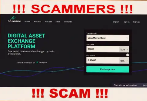 Coinumm fraudsters home page