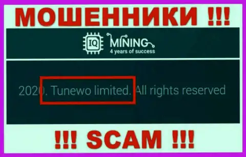 Аферисты IQ Mining сообщили, что Tunewo Limited управляет их лохотронном