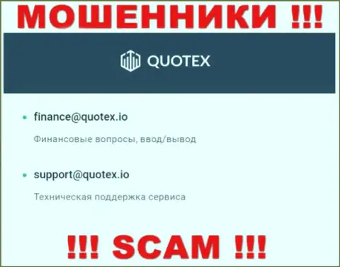 Адрес электронной почты интернет мошенников Квотекс