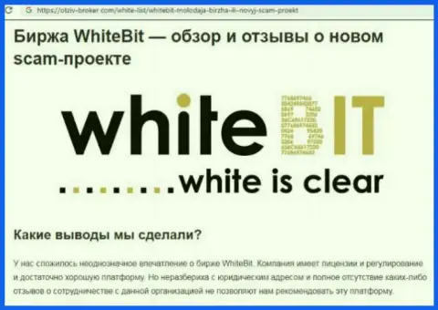 White Bit - это организация, взаимодействие с которой приносит лишь убытки (обзор мошеннических комбинаций)