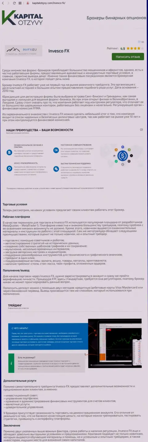 Обзор деятельности ФОРЕКС брокерской компании INVFX Eu, взятый с веб-сайта kapitalotzyvy com