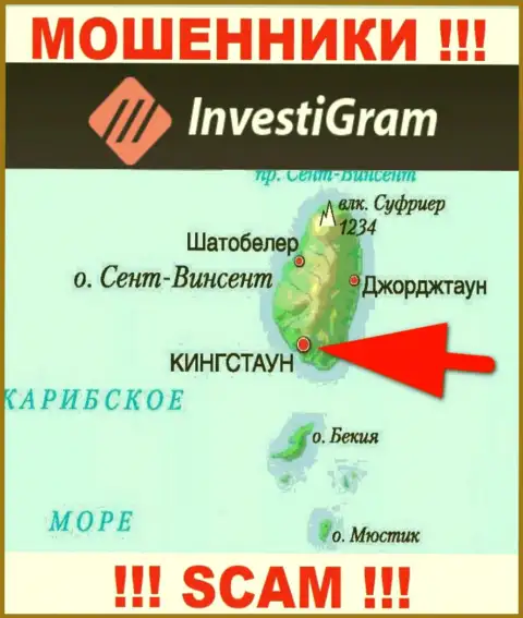 На своем информационном сервисе InvestiGram указали, что они имеют регистрацию на территории - Kingstown, St. Vincent and the Grenadines