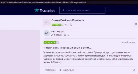 Еще ряд отзывов в пользу ФОРЕКС организации CROWN BUSINESS SOLUTIONS LIMITED с сайта trustpilot com