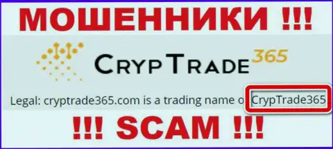 Юридическое лицо CrypTrade365 Com - это CrypTrade365, такую инфу предоставили мошенники у себя на информационном ресурсе